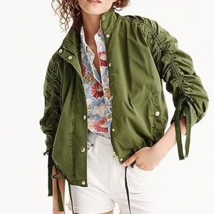 J Crew Ruched Sleeve Army Field Jacket